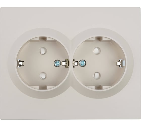Розетка 2-местная STEKKER с защитной шторкой с/з, 250В, 16А, серия Мия, RST16-3114-08, пудровый жемчуг 50915