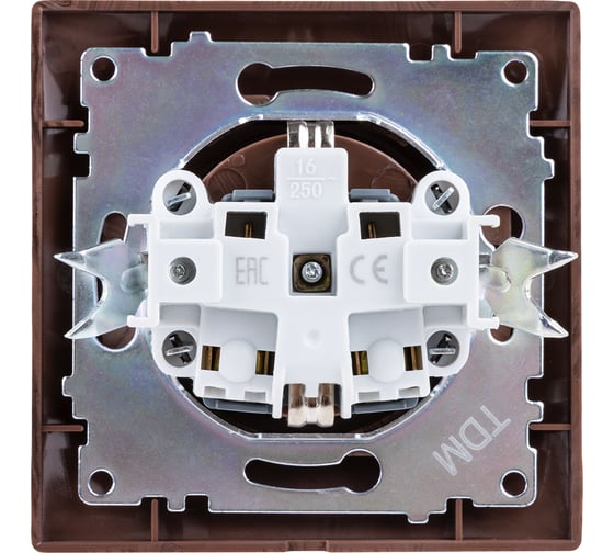 Розетка TDM ELECTRIC 2П+З 16А 250В венге "Лама" SQ1815-0423