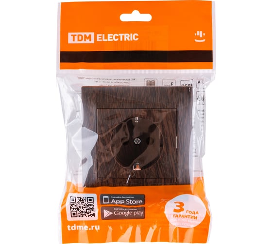 Розетка TDM ELECTRIC 2П+З 16А 250В венге "Лама" SQ1815-0423