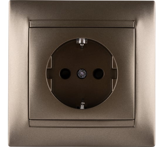 Розетка с защитной шторкой с заземлением 16А 250В бронза серия "Лама" TDM ELECTRIC SQ1815-0711 1