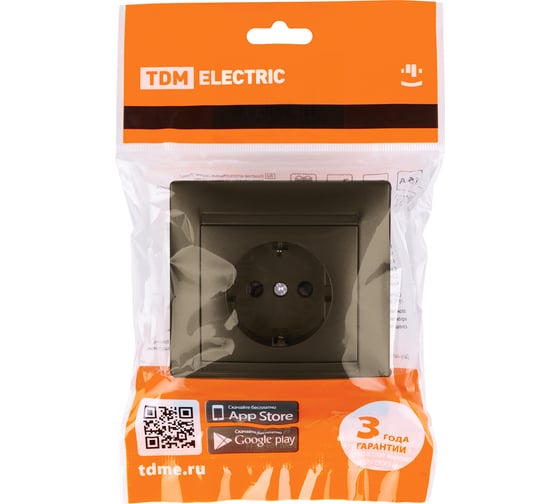Розетка TDM ELECTRIC 2П+З 16А 250В с защитными шторками, бронза Лама SQ1815-0711