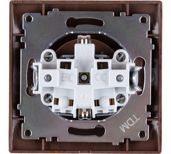 Розетка TDM ELECTRIC 2П+З 16А 250В с защитными шторками, венге Лама SQ1815-0411