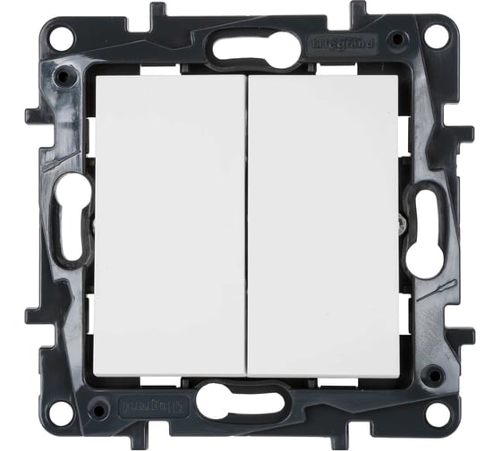 Выключатель Legrand STRUCTURA 2-клавишный, 10А, безвинтовое крепление, белый 764010