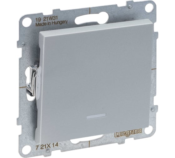Выключатель Legrand SUNO 16А, с подсветкой, алюминий 721314