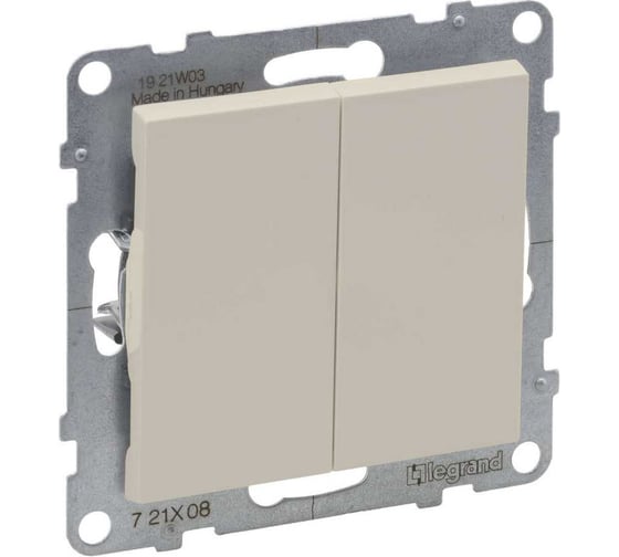 Переключатель Legrand SUNO 2-клавишный, слоновая кость 721208