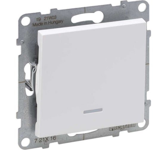 Переключатель Legrand SUNO 1-клавишный, с подсветкой, белый 721116