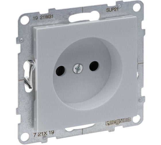 Розетка Legrand SUNO 2К, защитные шторки, винтовое крепление, алюминий 721319