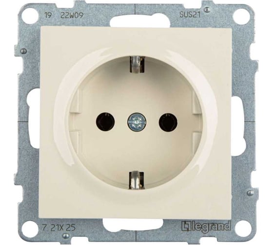 Розетка Legrand SUNO 2К+З, винтовое крепление, слоновая кость 721225