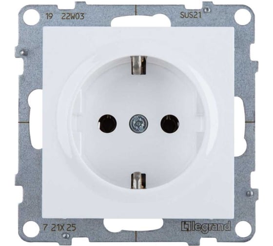 Розетка Legrand SUNO 2К+З, винтовое крепление, белый 721125