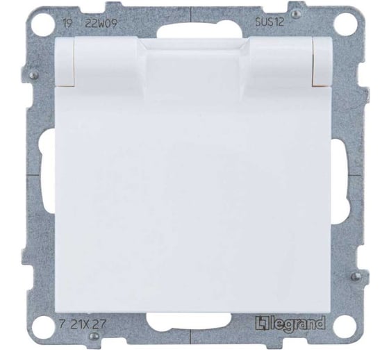 Розетка Legrand SUNO.2К+З, IP21, крышка, белый 721127
