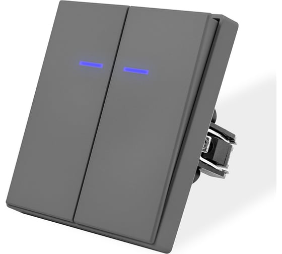 Выключатель c подсветкой Vell серый, двухклавишный, 1 пост, с рамкой Air {V702063} 1397800