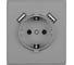 Розетка электрическая Vell серая, 1 пост, USB-A, USB-A, с рамкой Air {V702083} 1397820 3