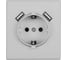 Розетка электрическая Vell светло-серая, 1 пост, USB-A, USB-A, с рамкой Air {V702084} 1397821 3