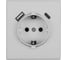 Розетка электрическая Vell светло-серая, 1 пост, USB-A, USB-С, с рамкой Air {V702088} 1397825 3