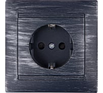 Розетка 2П+З 16А 250В с защитными шторками TDM ELECTRIC старинное серебро, серия "Лама" SQ1815-0652