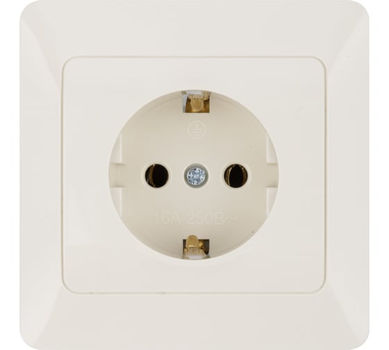 Розетка слоновая кость с заземлением, 16А 250В серия "Ильмень" TDM ELECTRIC SQ1823-0110