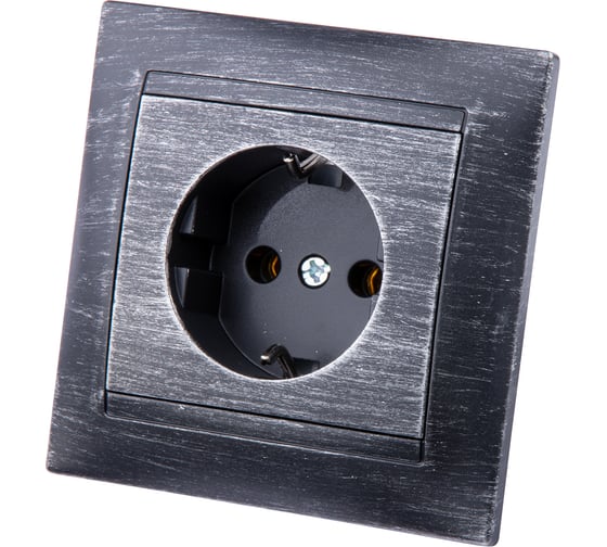 Розетка TDM ELECTRIC 2П+З 16А 250В старинное серебро Лама SQ1815-0664