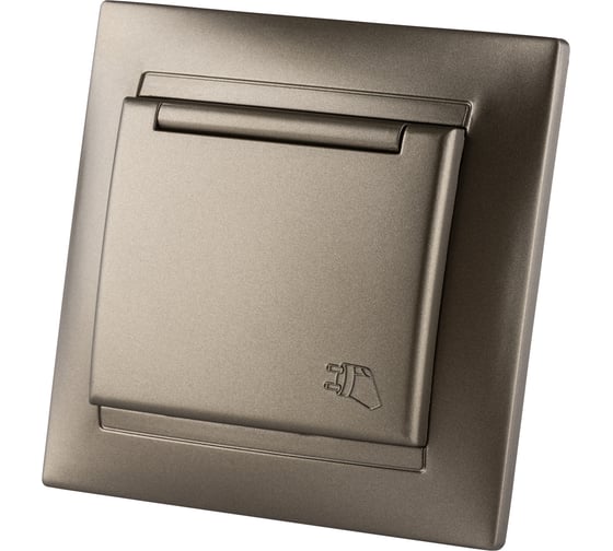 Розетка TDM ELECTRIC 2П+З 16А 250В IP44 с крышкой бронза Лама SQ1815-0726