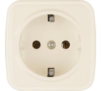 Розетка TDM ELECTRIC слоновая кость 2П+З открытой установки IP20 16А, серия "Дача" Народная SQ1824-0021