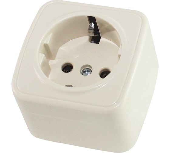 Розетка TDM ELECTRIC 2П+З открытой установки IP20 16А, слоновая кость Дача Народная SQ1824-0021