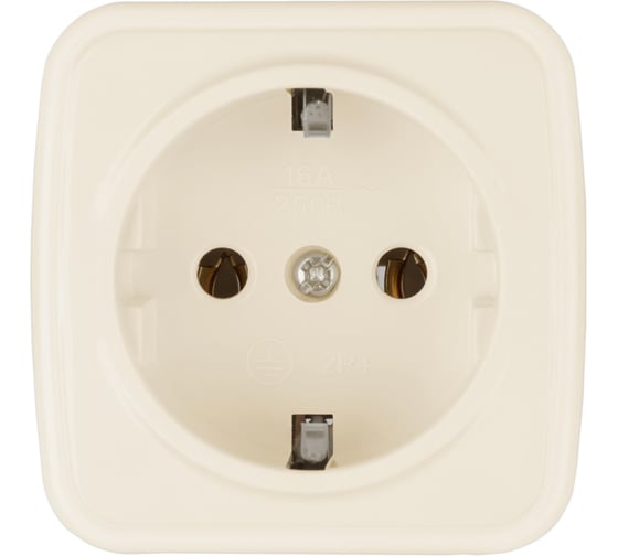 Розетка TDM ELECTRIC слоновая кость 2П+З открытой установки IP20 16А, серия "Дача" Народная SQ1824-0021