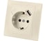 Розетка TDM ELECTRIC 2П+З с защитными шторками, 16А 250В + USB порт 2,1А 5В слоновая кость Таймыр SQ1814-0140 1
