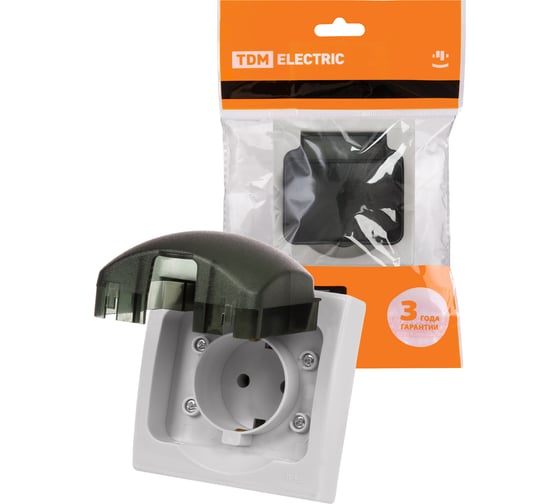 Розетка TDM ELECTRIC 2П+З скрытой установки IP54 16А серая Вуокса SQ1803-0108