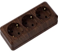 Горизонтальная 3-х местная розетка TDM ELECTRIC 2П+3 открытой установки IP20 16A бук Ладога SQ1801-0326