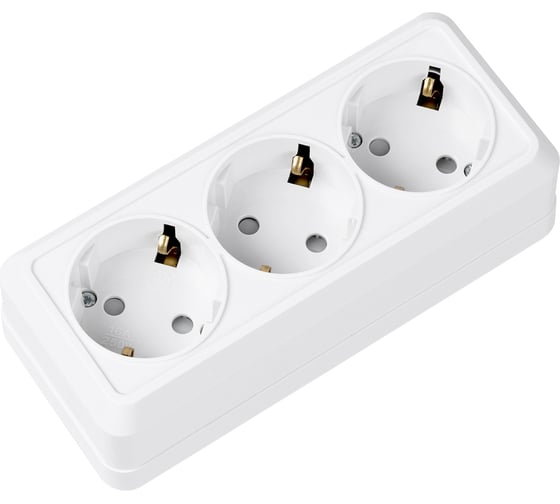 Горизонтальная 3-х местная розетка TDM ELECTRIC 2П+3 открытой установки IP20 16A с з/ш белая Ладога SQ1801-0127