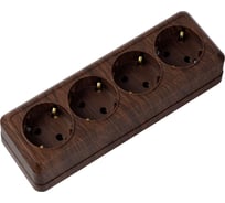 Горизонтальная 4-х местная розетка TDM ELECTRIC 2П+3 открытой установки IP20 16A бук Ладога SQ1801-0330