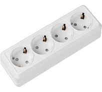 Горизонтальная 4-х местная розетка TDM ELECTRIC 2П+3 открытой установки IP20 16A с з/ш белая Ладога SQ1801-0131