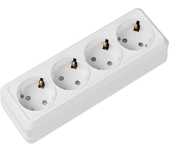 Горизонтальная 4-х местная розетка TDM ELECTRIC 2П+3 открытой установки IP20 16A с з/ш белая Ладога SQ1801-0131