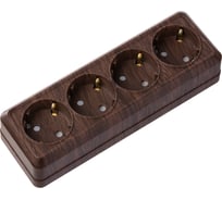 Розетка TDM ELECTRIC 4 х местная горизонтальная 2П+3 открытой установки IP20 16A с защитными шторками бук, серия "Ладога" SQ1801-0331