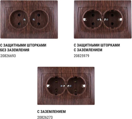 Розетка TDM ELECTRIC двойная 2П 10А 250В венге "Лама" SQ1815-0424