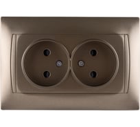 Розетка двойная с защитной шторкой 10А 250В бронза серия "Лама" TDM ELECTRIC SQ1815-0712
