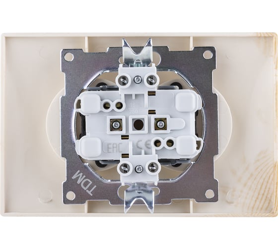 Двойная розетка TDM ELECTRIC 2П 10А 250В с защитными шторками сосна Лама SQ1815-0312