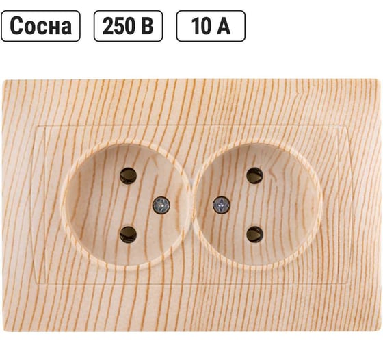 Двойная розетка TDM ELECTRIC 2П 10А 250В сосна Лама SQ1815-0324
