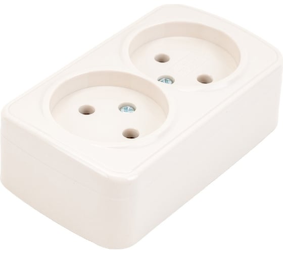 Двойная розетка TDM ELECTRIC 2П открытой установки IP20 10А, слоновая кость Дача Народная SQ1824-0022