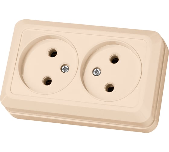 Двойная розетка TDM ELECTRIC 2П открытой установки IP20 10А 250В керамика слоновая кость Ладога SQ1801-0212