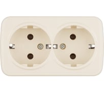 Розетка двойная TDM ELECTRIC слоновая кость 2П+3 открытой установки IP20 16А, серия "Дача" Народная SQ1824-0023