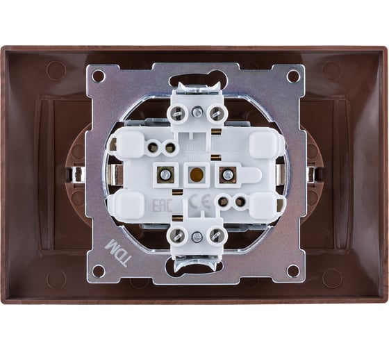Розетка TDM ELECTRIC двойная 2П+З 16А 250В венге "Лама" SQ1815-0425