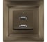 Розетка TDM ELECTRIC 2USB порт 2,1А 5В бронза Лама SQ1815-0741 1