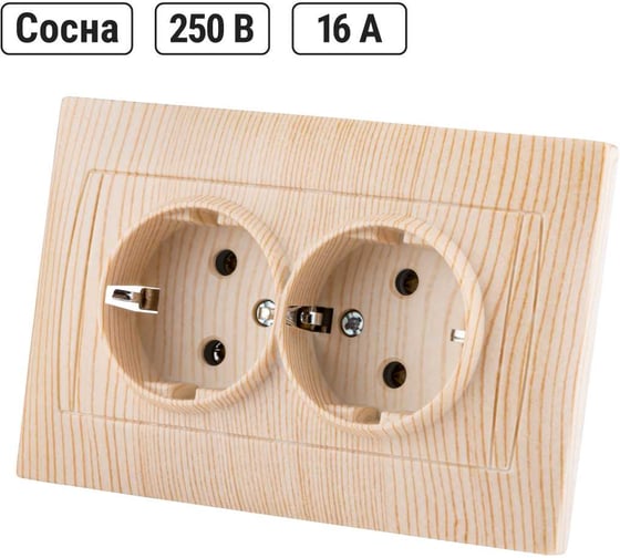 Двойная розетка TDM ELECTRIC 2П+З 16А 250В сосна Лама SQ1815-0325