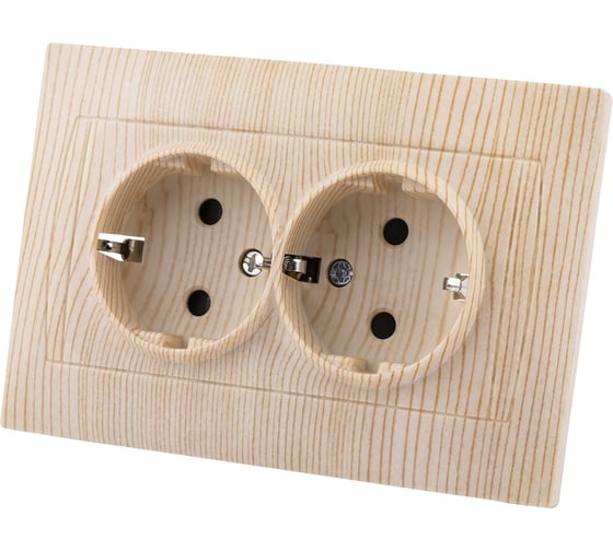 Двойная розетка TDM ELECTRIC 2П+З 16А 250В с защитными шторками сосна Лама SQ1815-0313