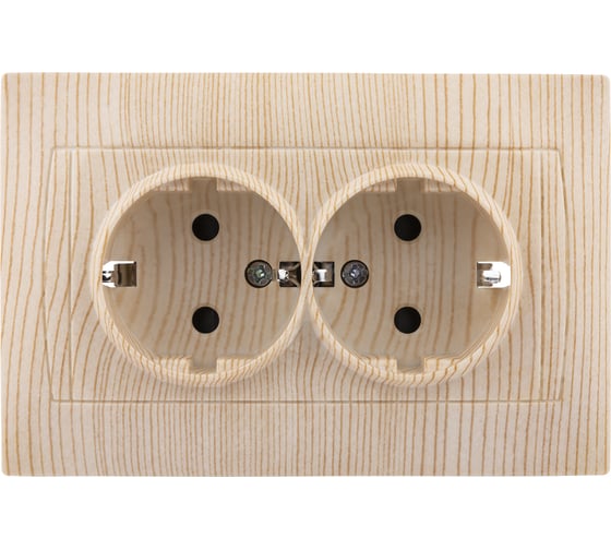 Двойная розетка TDM ELECTRIC 2П+З 16А 250В с защитными шторками сосна Лама SQ1815-0313