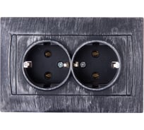 Двойная розетка TDM ELECTRIC 2П+З 16А 250В старинное серебро Лама SQ1815-0666