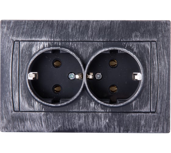 Двойная розетка TDM ELECTRIC 2П+З 16А 250В старинное серебро Лама SQ1815-0666