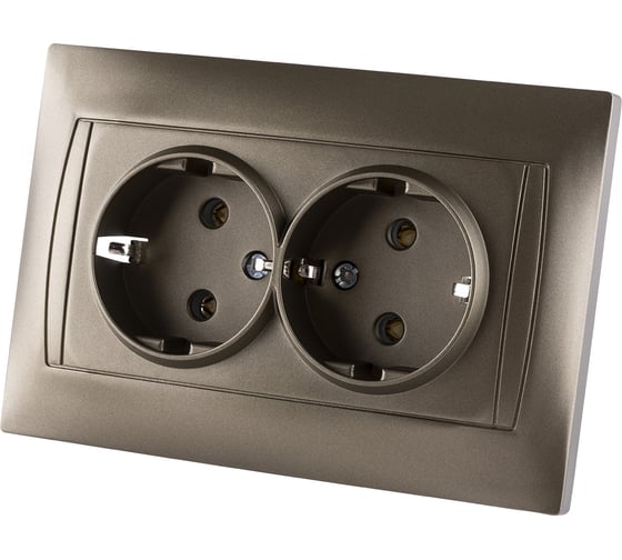 Двойная розетка TDM ELECTRIC 2П+З 16А 250В бронза Лама SQ1815-0725