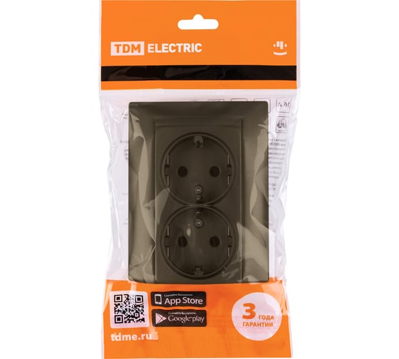 Двойная розетка TDM ELECTRIC 2П+З 16А 250В бронза Лама SQ1815-0725