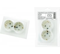 Двойная розетка TDM ELECTRIC 2П+З с защ. шт. 16А 250В белая Таймыр пром. упак., бакелит. основание AQ1814-0518